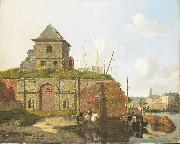 Carel Jacobus Behr Town wall with gunpowder arsenal oil painting on canvas